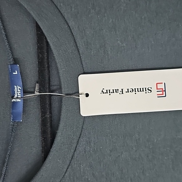 Simier Fariry Forest Green Crewneck Long Sleeve Drawstring Waist Dress Sz: Large - Picture 3 of 9